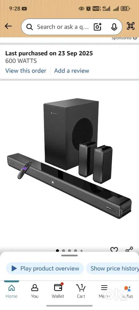 Zebronics Soundbar 9510WS Pro, 5.1 dolby audio, 600 W