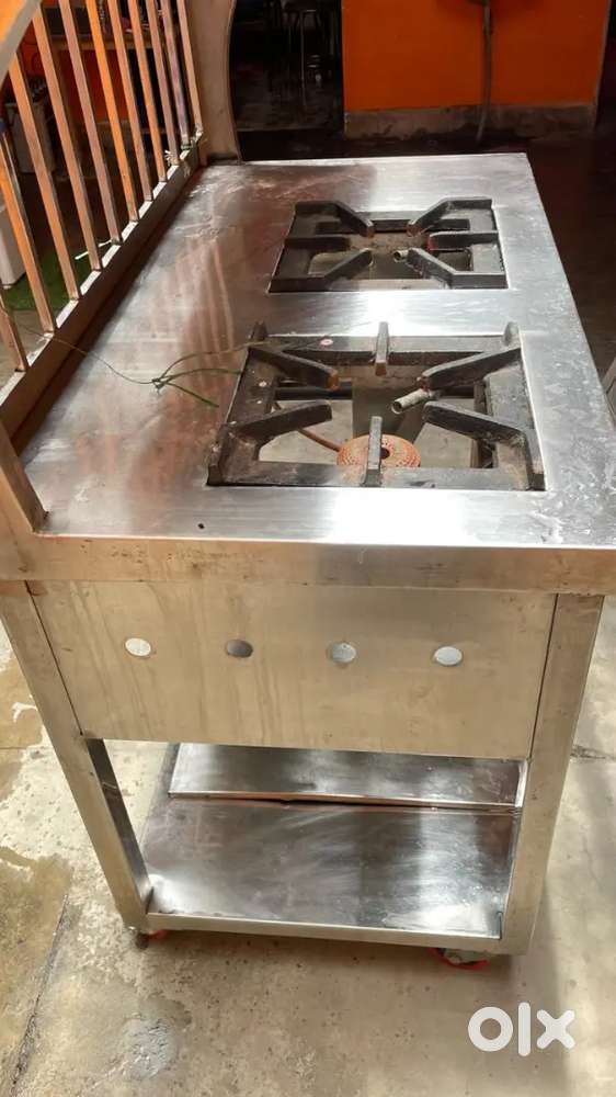 Commercial Stainless Steel Double Burner Bhatti / Gas Stove–Heavy Duty