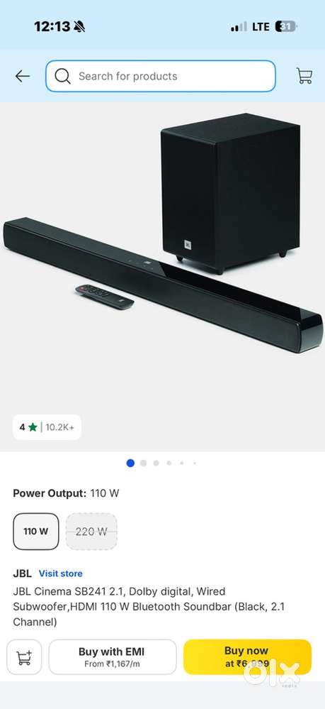 JBL 2.1 SoundBar With SubWoofer