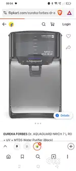 Aquaguard Nrich RO+UV+UF+Taste Adjuster(MTDS) Copper water

Purifier