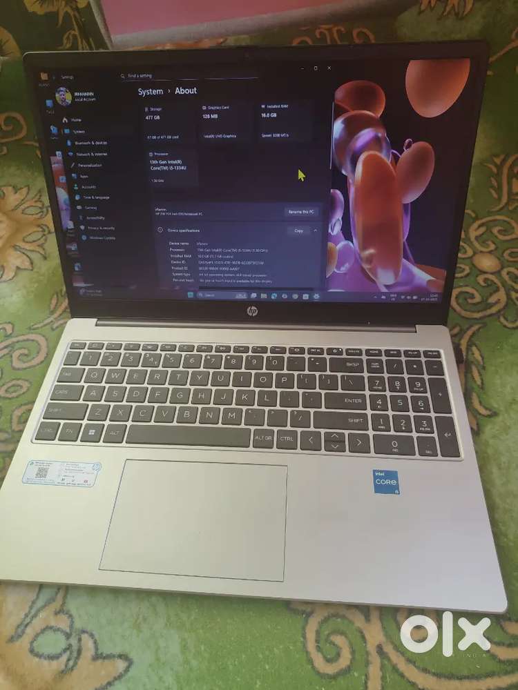 Im selling my one month old HP core i5 laptop 13th genration