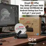 AIRTEL XSTREAM 4K ANDROID SETTOP BOX WITH 1 YEAR PACK ! 3600 CASH BACK