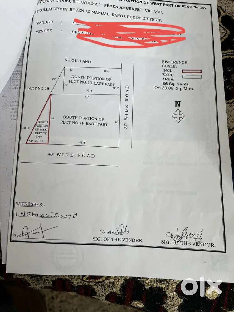 Open plot for sale. Semi camerical 40 feet Road