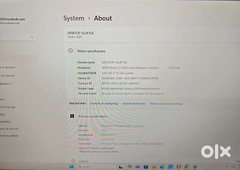 Dell laptop With Ryzen 5 with 8gb RAM
