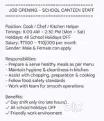 Cook / Staff for School Camteen
