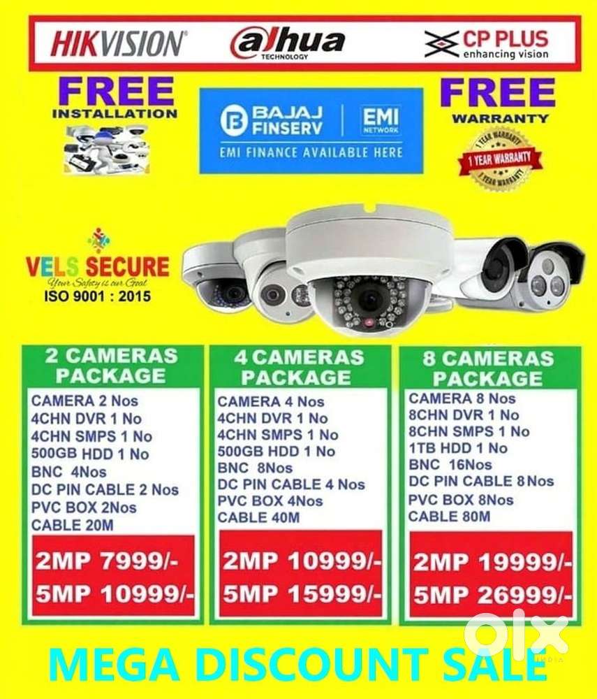 MEGA FESTIVAL OFFER SALE  2MP  DAHUA or CP PLUS or HIKVISION  CCTV CAM