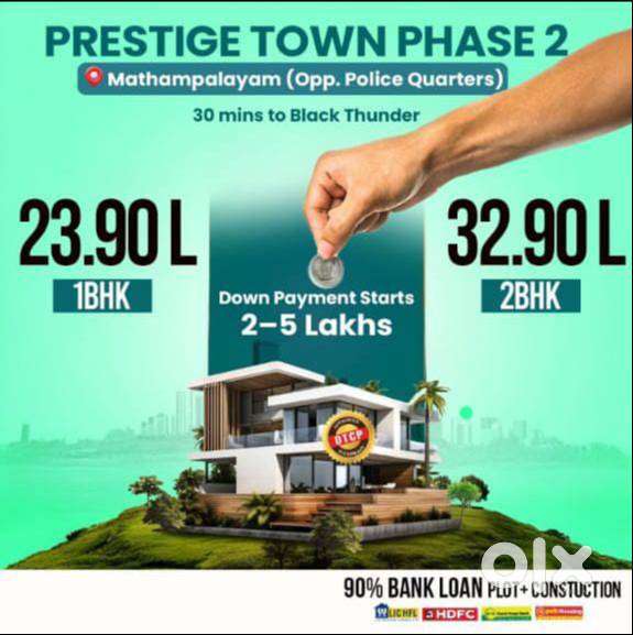 2BHK villa @Mathampalayam for 32.9L,Prestige town Phase 2