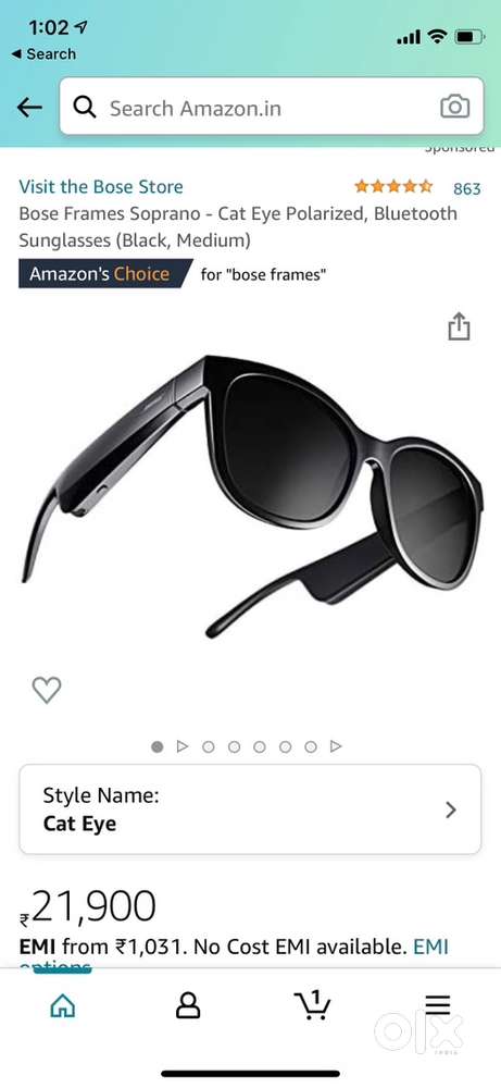 Bose Sopranos Audio Frames Cat Eye Sunglasses by bose Gen 2 Model