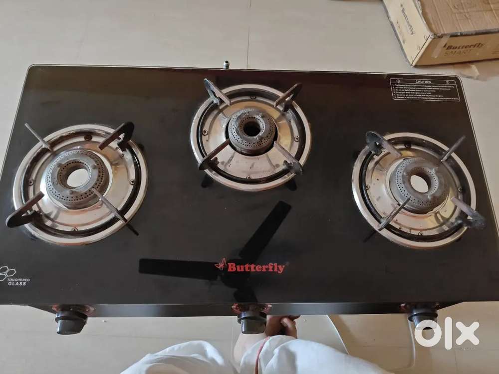 Butterfly Smart Plus Glass 3 Burner Gas Stove Black Color RS.2500 only