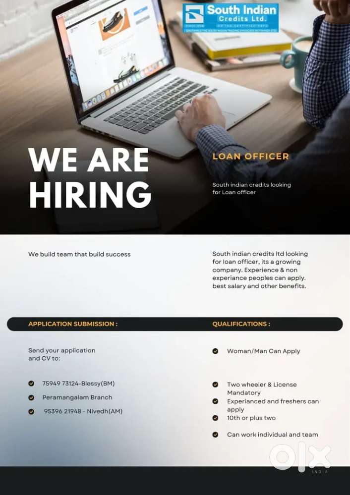 South indian credits ltd looking for loan officer