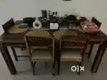 DINNING TABLE 6 SEATER - WALNUT WOOD