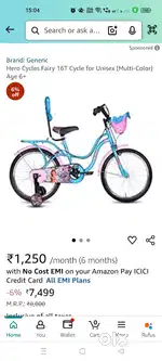 Hero Cycles Fairy 16T Cycle for Unisex (Multi-Color) Age 6+