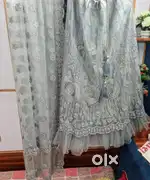 Grey shimmer lehenga saree