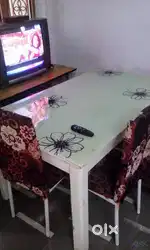 Detachable Glass Top Dining Table (No Chairs)