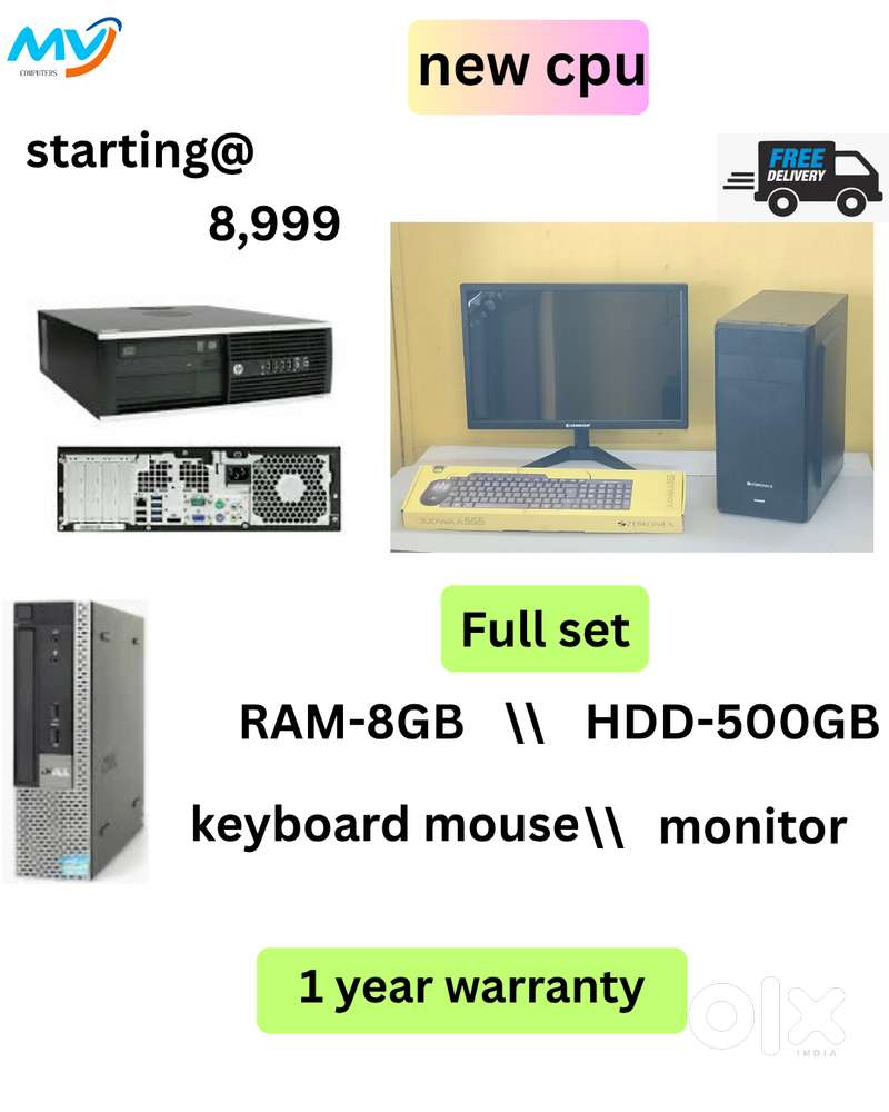 full Set @ Low Price  CPU - Branded Intel  Ram - 8GB DDR3  Hard Disk -