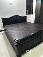 Solid Wood Double Bed with Storage