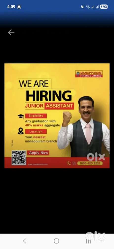 Junior assistant at Manappuram Finance limited