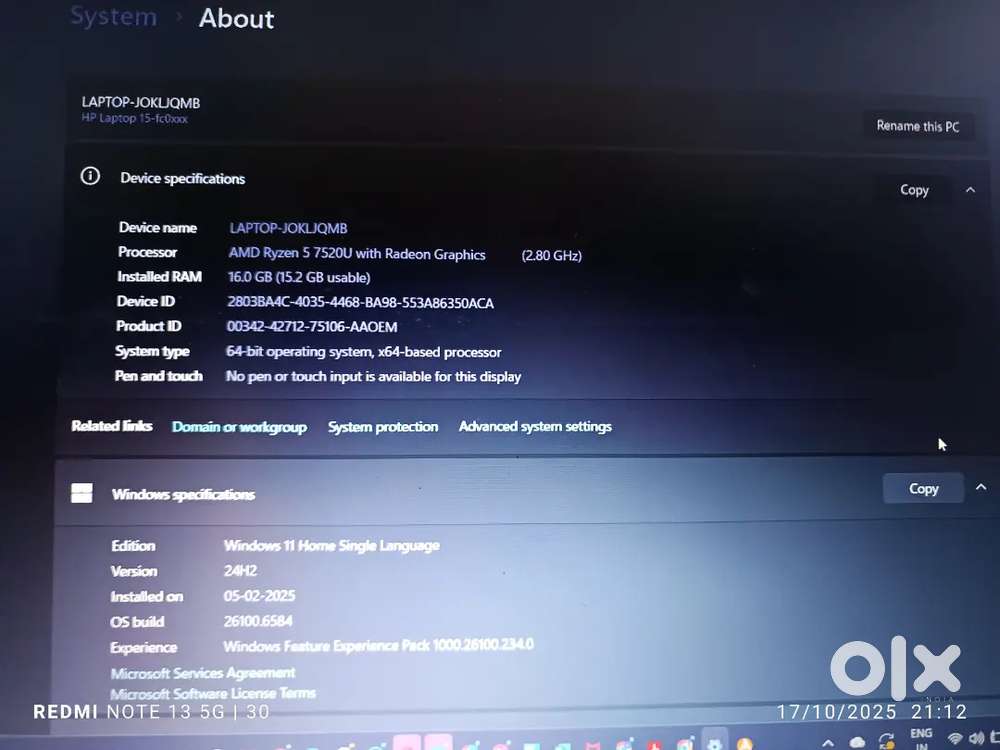 Hp laptop amd ryzen 5