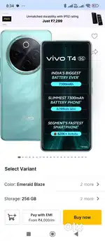 Vivo T4 8 rm 128 gb 1 day old full cash mobile