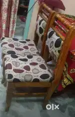 PURE Take wood Daining Table with Glass&4 cusion chairs