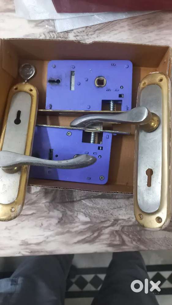Door handle sets brass finish