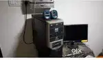 Computer set with wooden table in good condition