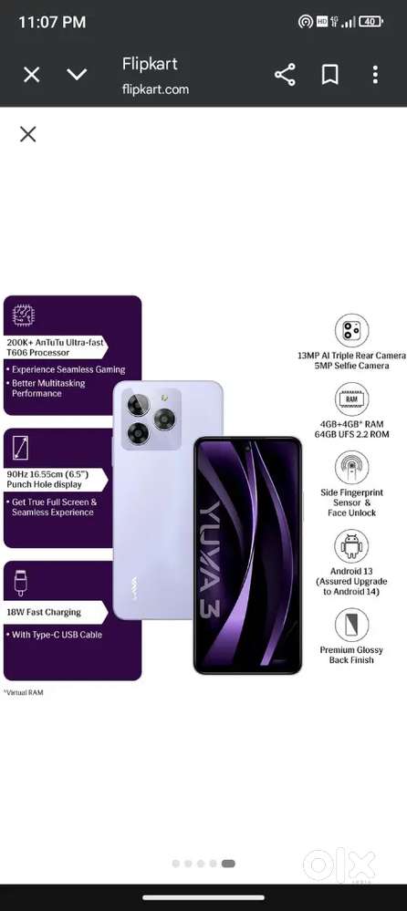 Light pink colour 4+4 GB 128 Ram