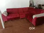 ROYAL LOOK L SHAPE SOFA SET IN RED COLOUR