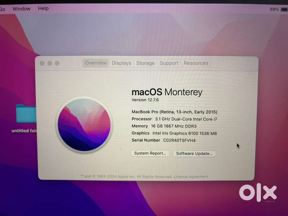 MacBook Pro 13-inch 2015 i7 16gb