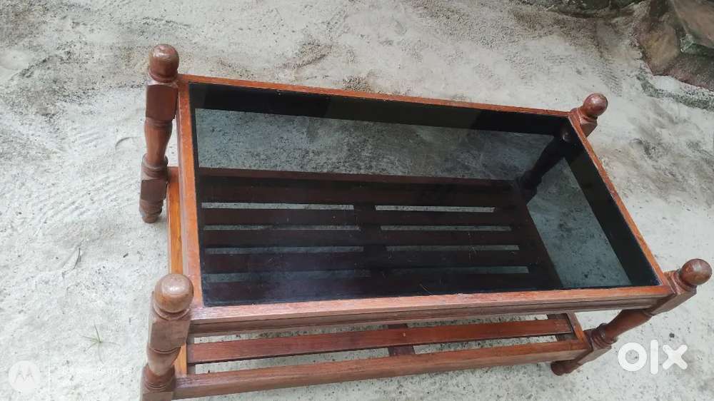 Glass teapoy teak wood (102cm×51cm)