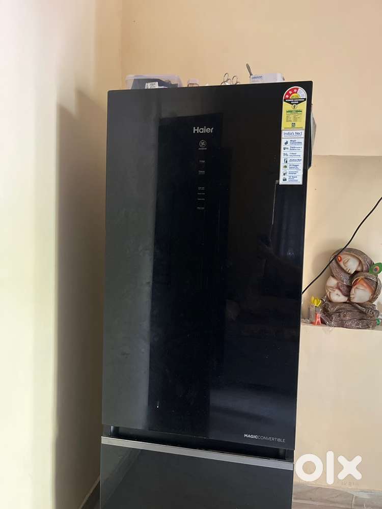Haier 3 star double door fridge in black