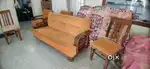 sofa set with tea table, dining set, wardrobe set and double bed.