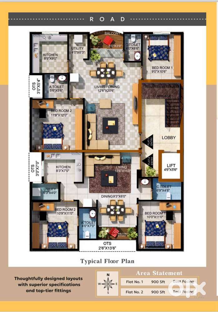 Easy EMI 2&4BHk Flats for SALE @Attapur Pillar No 241