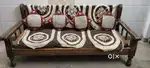 3 SEATER SOFA IN VERY GOOD CONDITION WITH CUSHION COVERS STRONG WOODEN