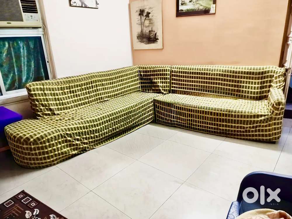 L shaped Sofa Set with Sofa Cover