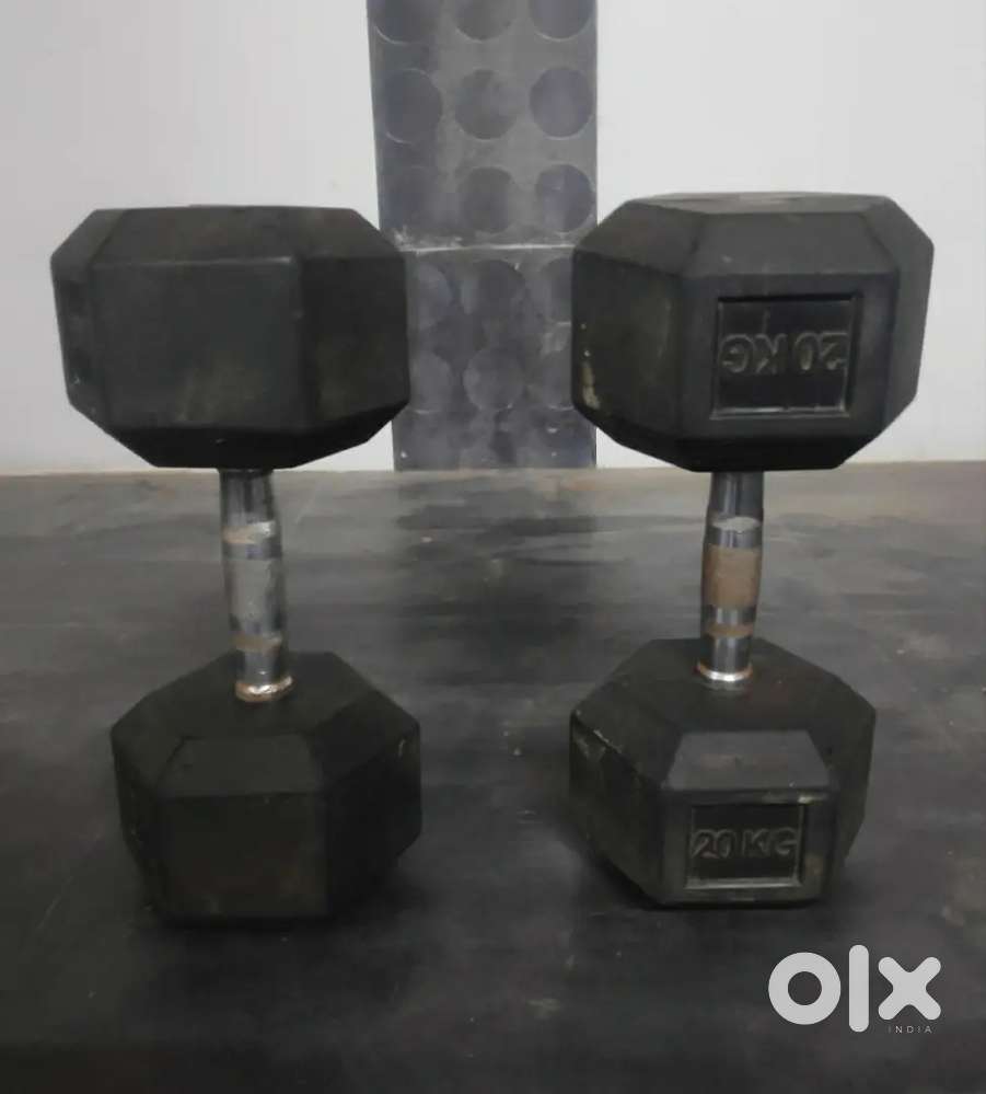 Dumbbell 40kg (20+20)  (Rubber Coated, Gym, Fitness Equipment)