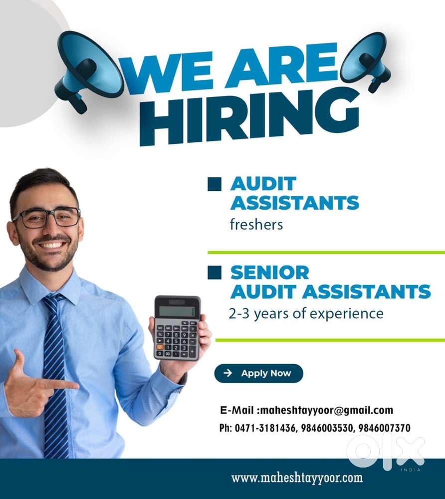 Audit assistants -freshers /3 years ex