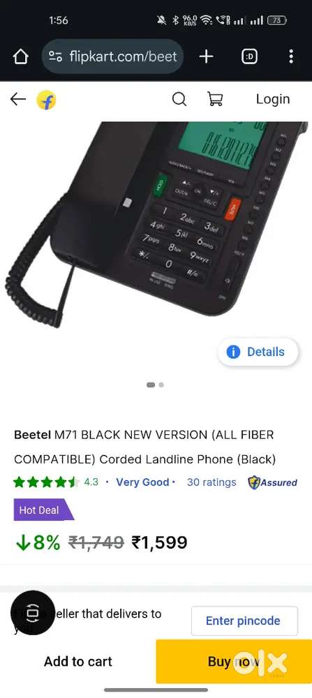Beetel m71 landline phone New seal package