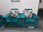 Green Sofa Set & Cushion with a white centre table