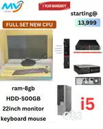 Keyboard Mouse  Ram - 8GB DDR3  Hard Disk - 500GB  All Basic Software