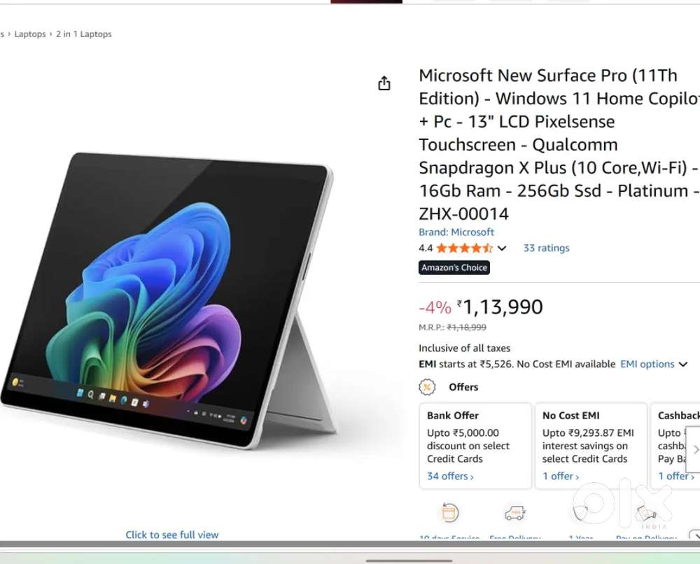 Surface Pro 11 16GB/256GB Co-pilot Under Warranty till Sept 2026