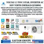 Voltas 1.5 Ton 3 Star, Inverter AC  183V Vertis Emerald-2(5100w)