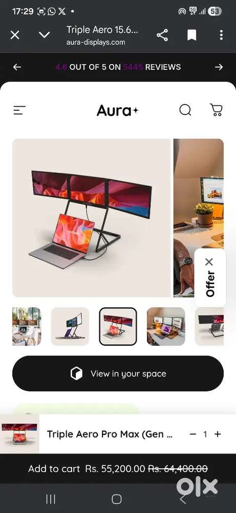 Aura portable triple monitor for sale