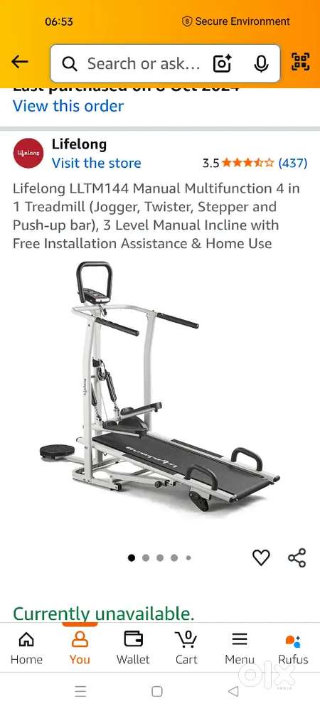 Lifelong LLTM144 Manual Multifunction 4 in 1 Treadmill