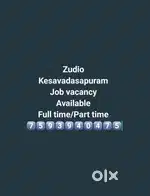 Part time/full time vaccancy available at zudio kesavadasapuram