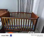 Babyhug 2 in 1 wooden cot cum junior bed