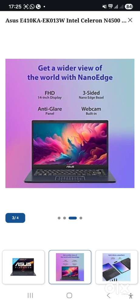 Asus E410KA 14 inch Notebook 8GB/ 256 GB