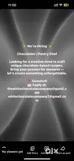 Chocolatier or Pastry chef