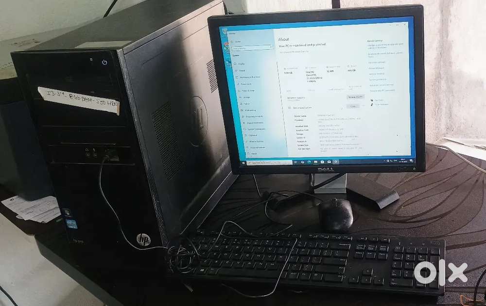 Hp pro i3 3rd generation 8gb ram 500 hdd + 1 dell 17 in monitor+keyber