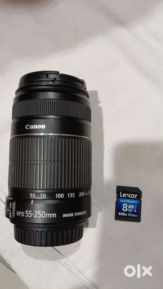 Canon EFS 55-250mm lense and memory card 8GB